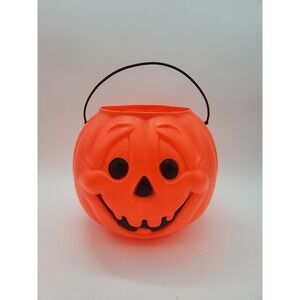 Vintage Kmart Halloween Pumpkin Jack O Lantern Plastic Trick or Treat Bucket